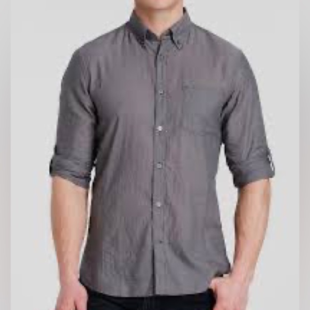 John Varvatos great button down shirt with front pocket. Made in USA